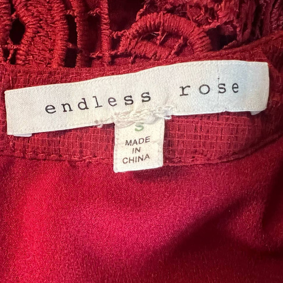 Women's Endless Rose Lace Cutout Mini Dress in Cranberry, Long Sleeves, Small - Picture 11 of 16